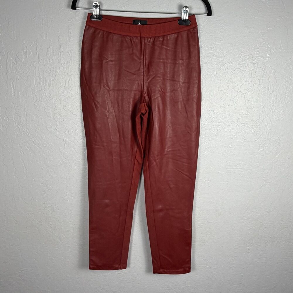 Jason Wu Women’s XXSP Red Faux Leather Front Skinny Pants Ankle Zip Stretch